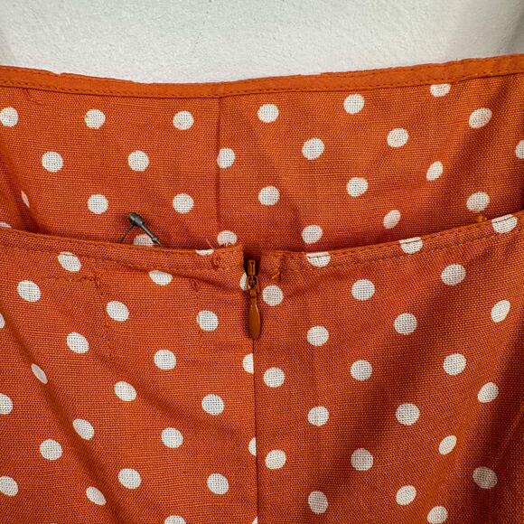 ASOS Orange & White Polka Dot Belted Midi Cotton Sheath Dress - Picture 8 of 10